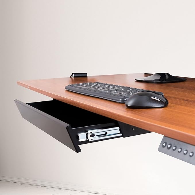 Stand Up Desk Store Add-On Office Sliding Under-Desk Drawer Storage Organizer for Standing Desks | Requires 14" of Front to Back Clearance Beneath Desks and Tables (Black)