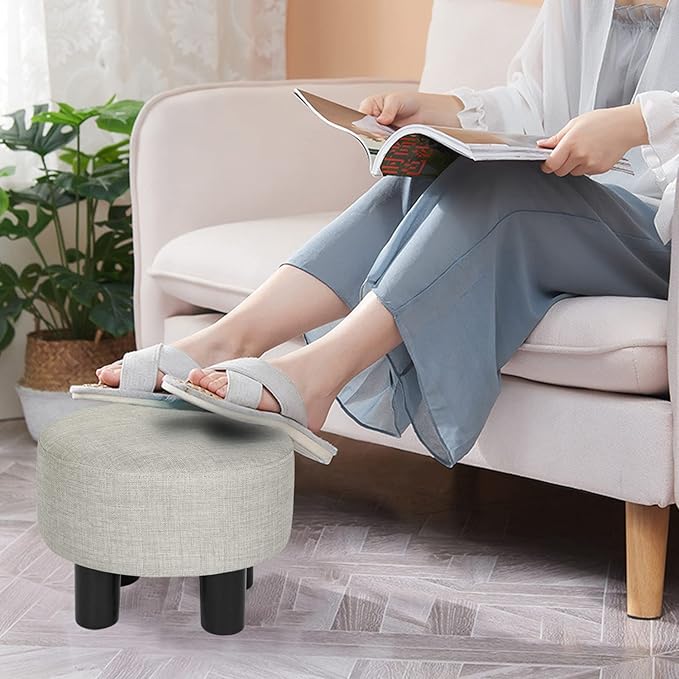 Joveco 12.4" Foot Rest for Under Desk Round Stool for Home and Office (Light Grey)