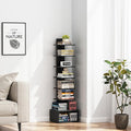 TUTOTAK Narrow Bookshelf, Vertical 8-Tier Bookcase, Spine Book Shelf for Small Space, Small Standing Shelf for Living Room, Office, Study, Entryway, Black BS07BK008