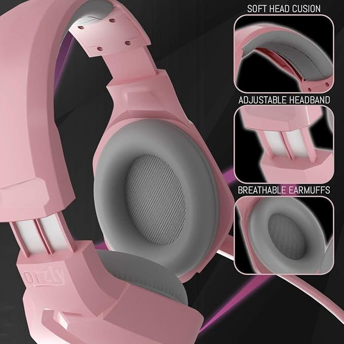Orzly Gaming Headset (Pink) for PC and Gaming Consoles PS5, PS4, Xbox Series X | S, Xbox ONE, Nintendo Switch & Google Stadia Stereo Sound with Noise Cancelling mic - Hornet RXH-20 Nakuru Edition