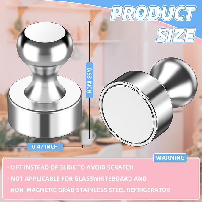 20 Pcs Fridge Magnets, Refrigerator Magnets, Small Strong Magnets, Whiteboard Magnets for Fridge, Magnetic Push Pins for Locker, Kitchen Decor and Accessories, Office, Classroom Organization