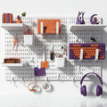 LBW Pegboard Wall Organizer, 6-Pack 11.8" × 11.8" White ABS Peg Board Panels with 27 Accessories, Modular Plastic Pegboard Combination Kit for Home, Office, Garage, Tool Storage & Craft Room
