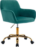 KCC Velvet Office Desk Chair, Comfy Swivel Modern Leisure Armchair with Wheels, Upholstered Comfy Velvet Fabric Makeup Chair Height Adjustable for Teens Women Girls Elegant Home Office, Green