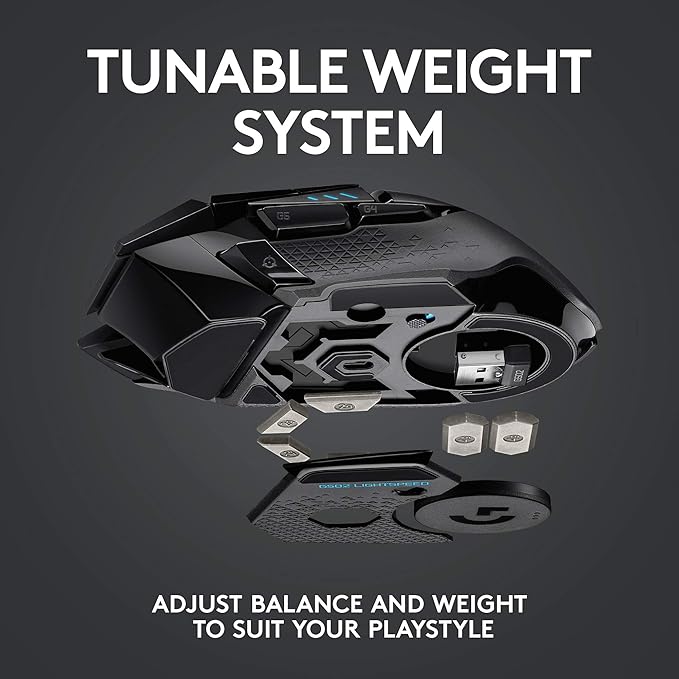 Logitech G502 Lightspeed Wireless Gaming Mouse | Hero Sensor, 25,600 DPI, 11 Programmable Buttons, Tunable Weights, RGB Lighting, Onboard Memory, PC/Mac | Signature Series Gift Bundle