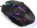 MELOGAGA Wired Gaming Mouse - Lightweight USB Optical Computer Mice with 7-Color RGB LED Lights, 4 Adjustable DPI (1200-3200), 6 Buttons, Ergonomic Design for Windows (S800-Black)