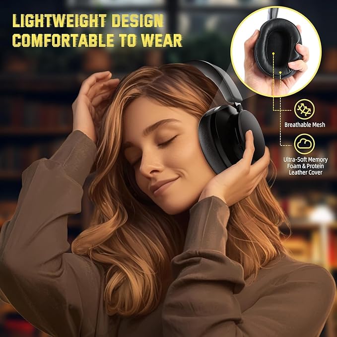 ATTACK SHARK G500 Wireless Over-ear Noise Canceling Headphones,Bluetooth ANC Gaming Headset with BT 5.3/3.5mm Audio Cable,20H Playtime,Hifi Stereo Sound,Deep Bass,Built-in Mic for PC Smartphone(Black)