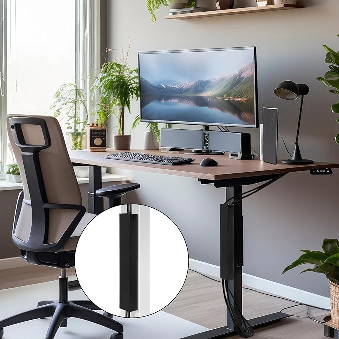 Blulu 1 Pack Steel Magnetic 14 Inch Cable Management Channel for Under Desk Leg Vertical Wire Hider Cover Cable Desk Organizer No Drill Cord Organizer Cord Hider Management for Home Office (Black)