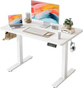 TIQLAB Height Adjustable Electric Standing Desk, 40 x 24 inch, Sit Stand Up Desk, Splice Board, Computer Home Office Desk, White Top