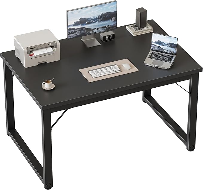 Mericonia 40 Inch Computer Desk, 1" Thick Modern Simple Study Writing Table, Heavy Duty Industrial Office Desk for Home Bedroom Workstation, Black