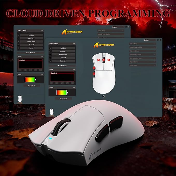 MAMBASNAKE Attack Shark V3 PRO 62g Superlight Wireless Gaming Mouse,RGB Magnetic Charging Dock,BK52820 Tri-Mode BT/2.4G Wireless/Wired Mouse,25000DPI,500mAh,5 Programmable Buttons for Pc/Mac,White
