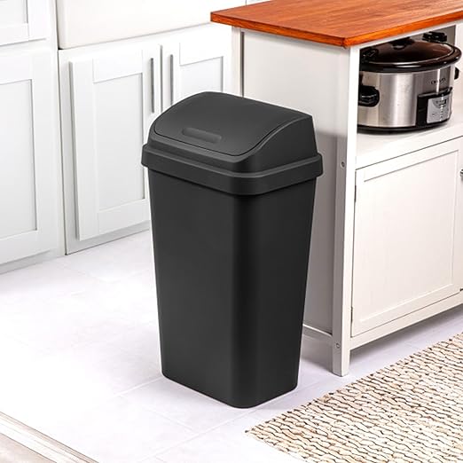 Sterilite Swing-Top Office Wastebasket – Black (4-Pack, 13 Gal)