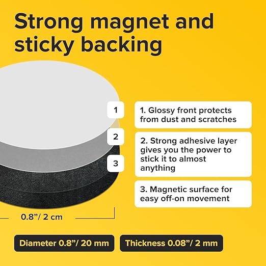 Peel-&-Stick Flexible Adhesive Magnets - 320 Magnetic Dots for Office Supplies, Whiteboard, Crafts, Fridge, & School Projects