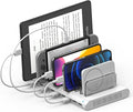 Unitek Charging Station for Multiple Devices, 10-Port USB Charger with SmartIC Technology and Adjustable Dividers, Organizer Stand Compatible with iPad, Tablet, Kindle, iPhone, White