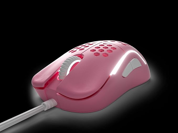 HK Gaming NAOS M Ultra Lightweight Honeycomb Shell Ambidextrous Wired RGB Gaming Mouse 12 000 cpi - 7 Buttons - 59 g (Naos-M, Prism Pink Limited Edition)