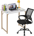 PayLessHere 32 Inch Home Office Desk and Chair Set,32 Inch Computer Desk with Ergonomic Height Adjustable Office Chair for Home Office,White&Black