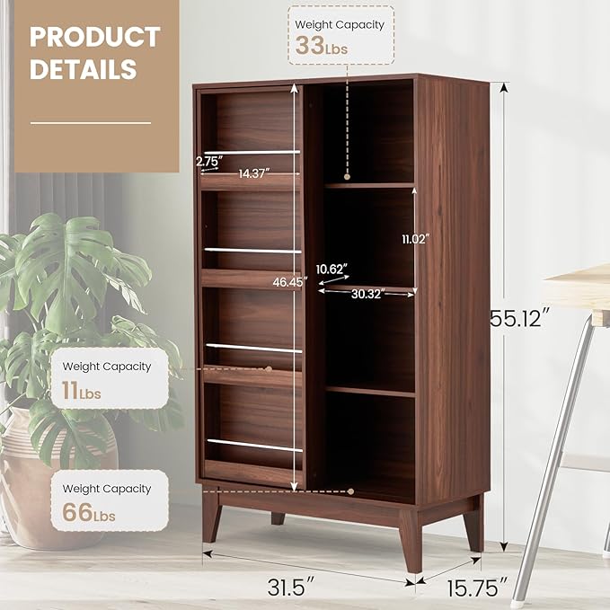 Home Office Furniture Set 4, 47 Inch Writing Desk with Hutch and Bookshelf, 3 Drawer File Cabinet with Printer Stand, Wide Bookshelf with Door, 5-Tier Rotating Bookshelf Tower with Display Shelf