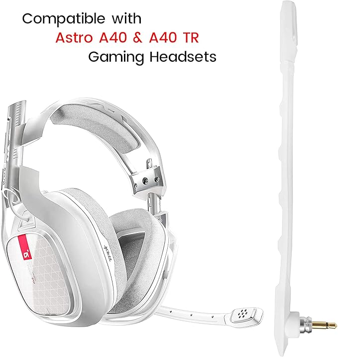 weishan Microphone Replacement for Astro A40 TR A40 Gaming Headset, Detachable Noise Cancellation White Mic with Foam Cover, Works on PS5 PS4 Xbox Series X/S