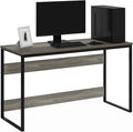 Furinno Moretti Computer Desk, Gaming Desk with Metal Frame, Office Desk, 52" Width, for Home Office, Gaming, Study, Grey Oak