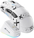ATTACK SHARK V3 PRO Wireless Esports Gaming Mouse with Magnetic Charging Dock:62g Lightweight-1K Polling-25K DPI-PAW3311 Sensor,Wired/BT/2.4Ghz Programmable,BK52820 IC for PC Laptop Gamer(White+Tape)