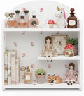 Bohemian Trinket Shelf, 3-Tier Wood Desktop Shelf Organizer, Pre-Assembled Tabletop Display Rack with Rose Flower Print, Aesthetic Storage for Office, Dorm, Vanity, White