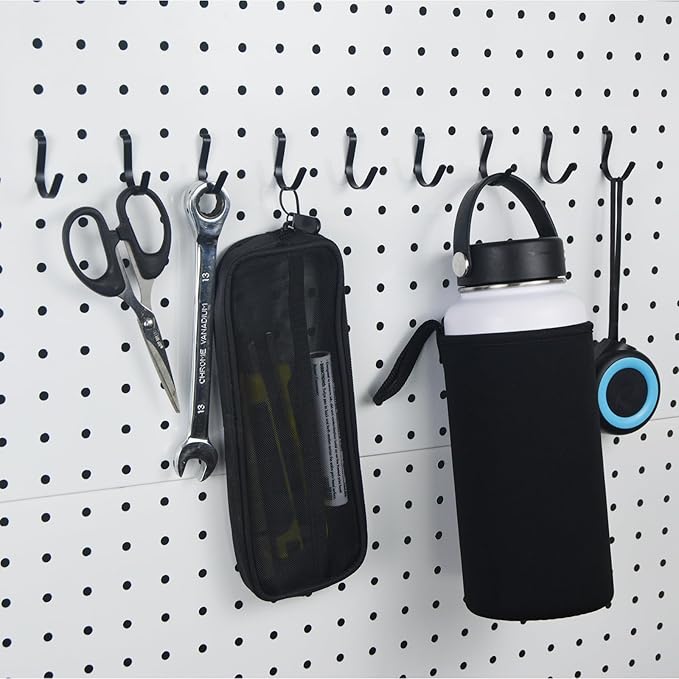 G.CORE Black Pegboard J Hooks Accessories - 40pcs Metal Peg Board Hooks for Hanging, Pegboard Wall Organizer Hangers, Fits 1/4 Slots, Tools Display Storage Holders for Garage Craft Office Organization