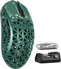 MAMBASNAKE M5 Ultra Carbon Fiber 8000Hz Wireless Gaming Mouse, 39g Superlight, 42000DPI, PAW3950MAX Sensor, Nordic 52840 Chip, Bluetooth/2.4G/USB-C Wired Mice with Coiled Cable for PC/Mac (Green)