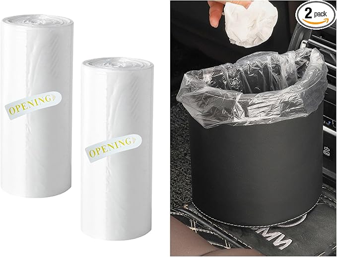 Yourkar 2Packs Trash Liner Refills (60 Count), Watertight Thickened Mini Trash Can Bags, Transparent Desktop Trash Bin Liners Garbage Bags for Cars Office Home, Car Accessories