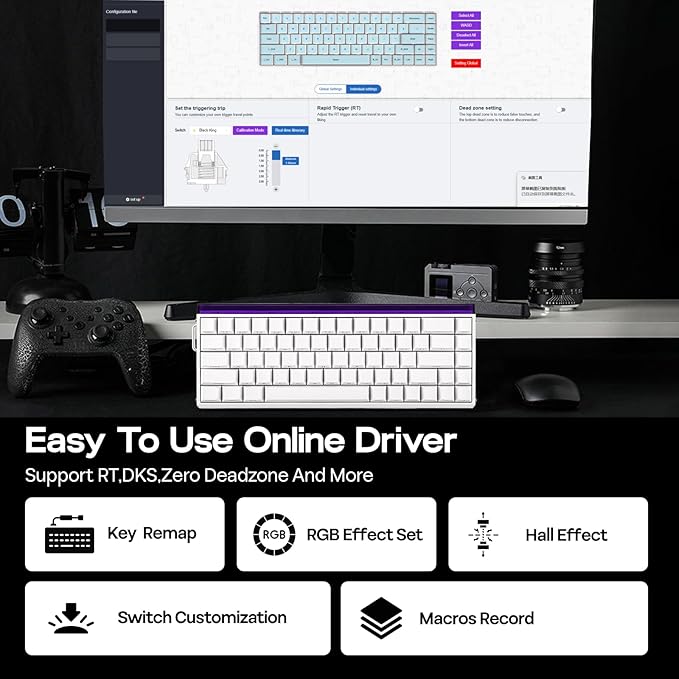 EPOMAKER Aula Hero 68 HE Wired Magnetic Gaming Keyboard, 0.01mm Adjustable Actuation, Rapid Hall Effect Switch, 8kHz Polling, 5-Layer Sound Dampening, RGB Box & Backlight (White)