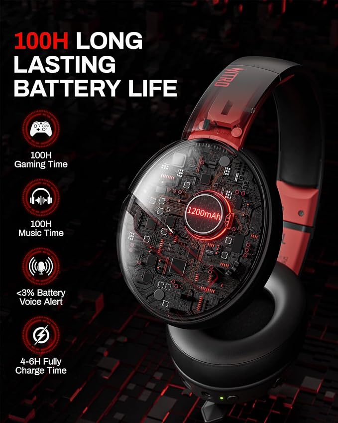acer 2.4GHz Flex Wireless Gaming Headset |Red+Pink| Non-Stop 100H Battery | Dynamic 50mm Drivers | Clear Voice Mic | Bluetooth5.3, 3.5mm | Gaming Headphones for PC, Meeting, Music, PS4 Headset