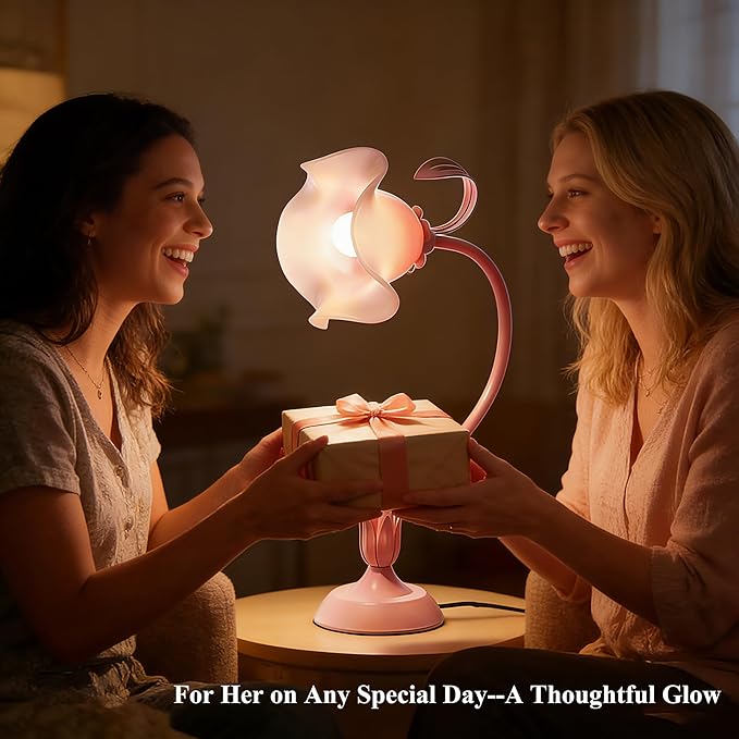 Flower Desk Lamp, 3 Color Modes LED Reading Light,Silicone Flexible Arm Book Light for Reading, Cute Bedside Table Lamp Bedroom Living Room Decor, Perfect Mother's day Valentine‘s Birthday Gift