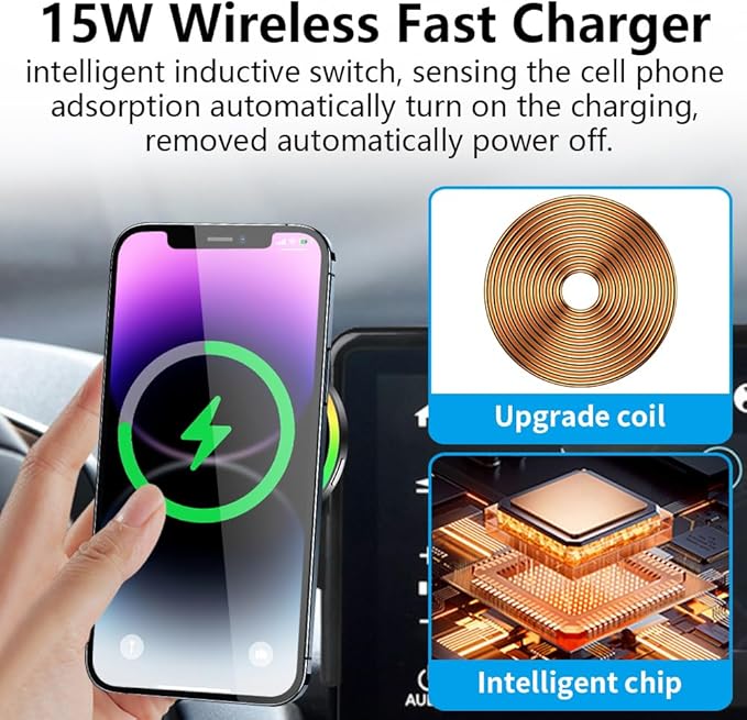 Car Magnetic Phone Mount for 2023 2024 2025 2026 Honda Accord Hybrid Sport/EX-L/Sport-L/Touring [12.3 inch Screen] Auto Accessories Best Cellphone Holder Fast 15W Wireless Charger Cell Phones