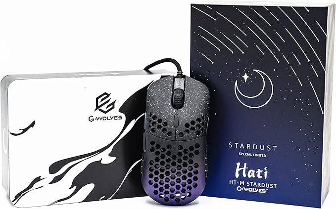 Gwolves Hati HTM Lightweight Honeycomb Wired Gaming Mouse,~56g,3389 Sensor,16,000 DPI, Low Latency,Anti-Interference,6Programmable Btns,On-Board Memory,PC/Mac and Laptop (Gradient Blue, HTM - Medium)