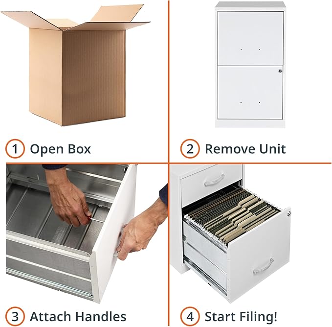 NuSparc 2 Drawer Locking Filing Cabinet | Pre-Assembled Steel Construction | Space-Saving Design is Perfect for Home and Small Office | Letter-Size | Assembled in North America