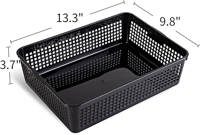 Eslite A4 Size Plastic Storage Basket,Desktop File Paper Letter Organizer Tray, 6-Packs (White+Black)