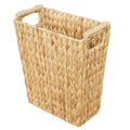 Coeusy 6 Gallon Wicker Trash Can with Wooden Handle,Wicker Waste Basket for Bathroom,Bedroom,Large Narrow Water Hyacinth Trash Basket,Rattan Boho Decor Farmhouse Bathroom Trash Can