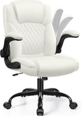Leather Office Chair, PU Home Computer Desk Chairs with Ergonomic Back Support, 360°Swivel Free，Small Gaming Chair with Wheels and Adjustable Armrests, for Short People Use