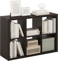 Furinno Cubicle Book Shelf, 6-Cube Bookshelf, Extra Thick Frame Horizontally & Vertically Reversible Bookcase with Open Back, 14.6" x 44" x 30", for Living Room, Bedroom, Home Office, Black Dark Oak