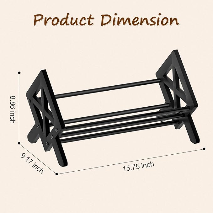 Desktop Bookshelf Organizer, Wood Office Tabletop Book Storage Rack, Tilting Bookcase for Books/CDs/Magazine Display (Pure Black)