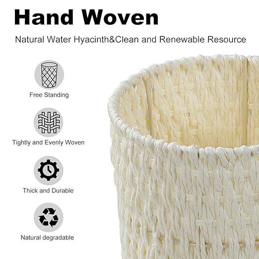 Coeusy Paper Rope Trash Can,2 Gallon Decorative Waste Basket for Bedroom,Living Room,Office,Nursery,Bathroom,Small Boho Decor Garbage Basket,Beige Round