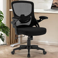 Office Chair, Ergonomic Desk Chair with Adjustable Lumbar Support Breathable Mesh Computer Chair with Flip-up Armrests, Comfy Mid Back Rolling Swivel Executive Chair for Home Office, Black