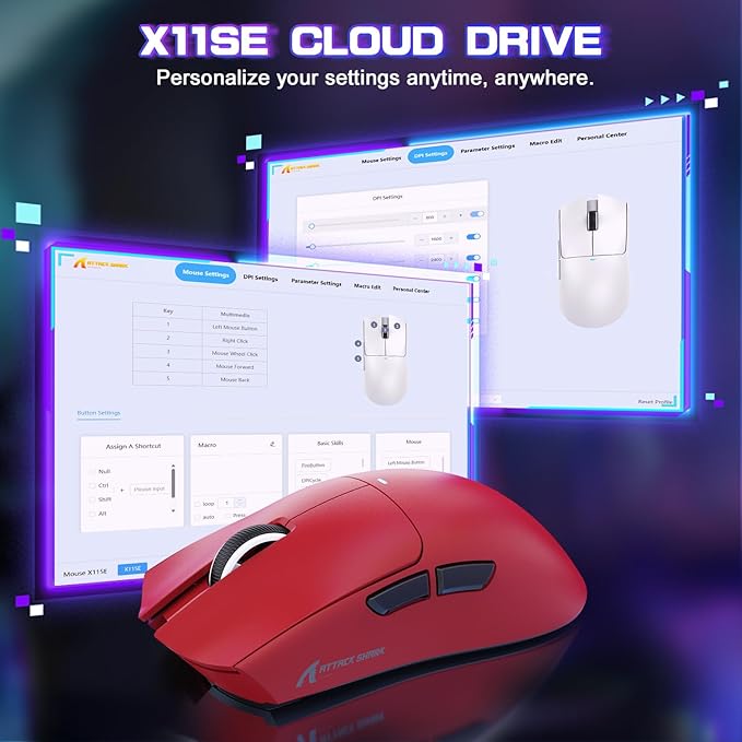 ATTACK SHARK X11SE Ultra-Light Wireless Gaming Mouse,Tri-Modes BT5.2/Type-C Wired/2.4G,PixArt PAW3311 Gaming Sensor,22KDPI,5 Programmable Buttons for Laptop,PC,Mac Gamer(Red)