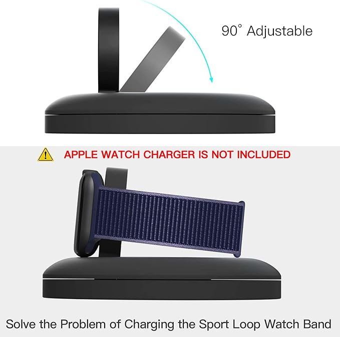 PZOZ Charger Stand for Apple Watch, Portable Charging Station Cable Management Dock Holder Organizer for iWatch Series Ultra/11/10/9/8/SE2/7/6 49mm 46mm 45mm 44mm 42mm Accessories (Black)