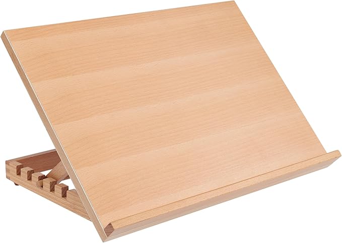 SoHo Urban Artist 12x16 Adjustable Portable Drawing Board Stand Easel, 5 Positions, Natural Beechwood Finish