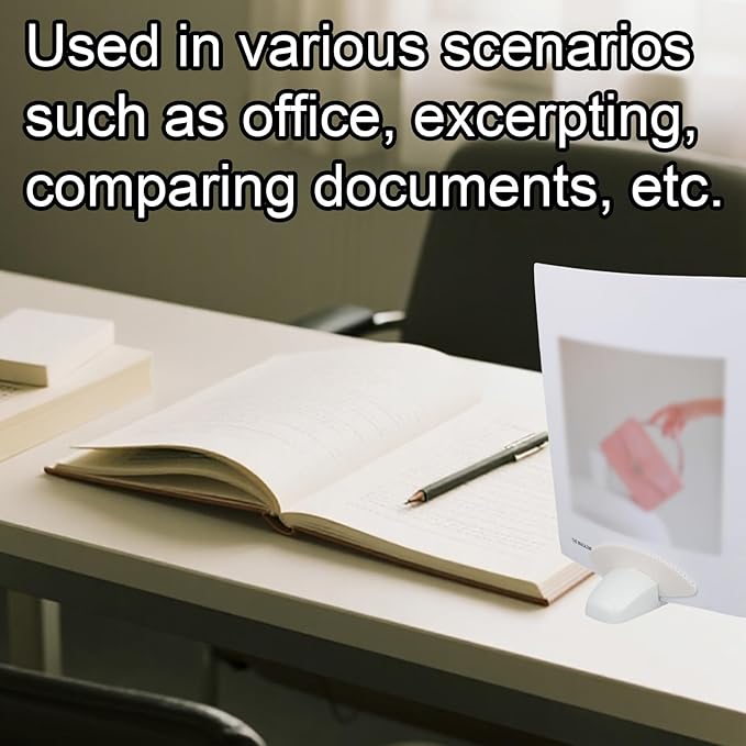 Document Holder for Typing, White Plastic Paper Desk Stand with Fixed Plate Portable Easy to Use Copies Stand for A4 Paper Documents Office Desktop Typing Reading