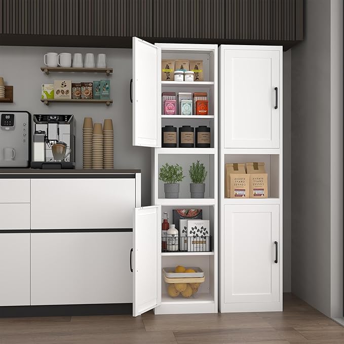 Metal Bathroom Storage Cabinet, 67" H Tall Narrow Bathroom Storage Cabinet, Slim Cabinet for Small Spaces, Bathroom, Pantry