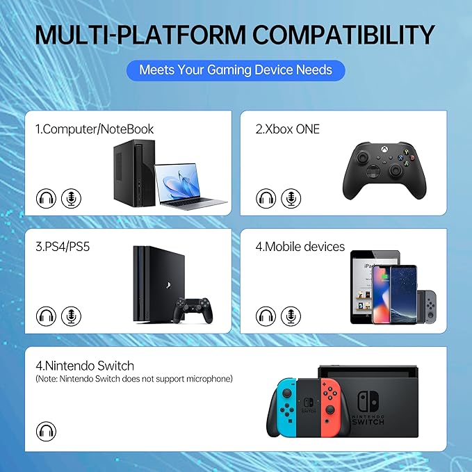 Gaming Headsets with Mic,7.1 Surround Sound Gmaing Headphones with Noise Cancelling Microphone for Xbox,PS4,PS5,Switch,PC,50MM Dynamic Drivers, 3.5MM Audio Jack-Black