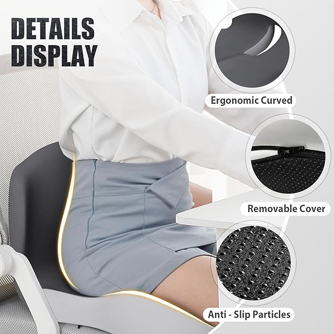Back and Seat Cushion, Ergonomic Memory Foam Seat Cushion Lumbar Support Pillow for Office Chair, Car,Wheelchair,Home,Office (Green)