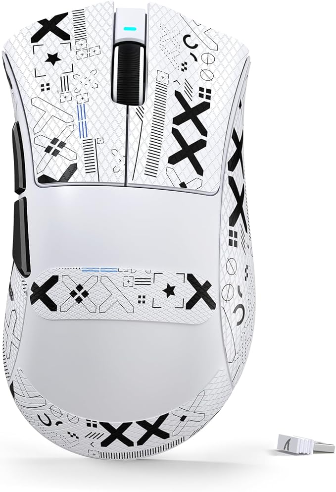 ATTACK SHARK V3 Ultra-Light Wireless Gaming Mouse,PAW3311 Sensor, 500mAh, 62g, 25KDPI 2.4G/BT/USB-C Rechargeable Wireless Mouse with 5 Programmable Buttons for Laptop,PC,Mac Gamer (White Griptape)