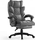Dowinx Big and Tall Office Chair with Pocket Spring Cushion,High Back Computer Gaming Chairs with Linkage Armrests,Executive Desk Chairs with Footrest,PU Leather-Grey