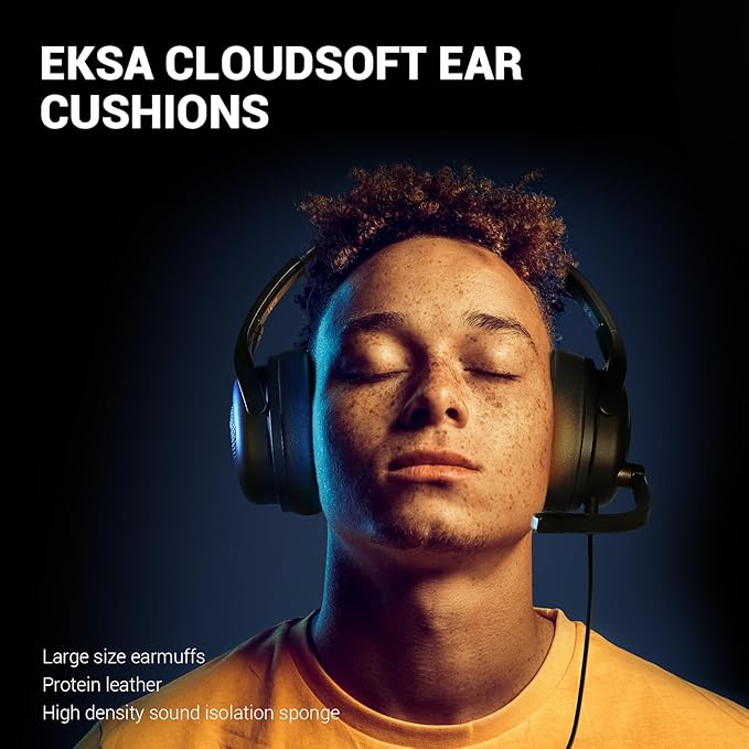 EKSA E4 AirComfy Headsets with Microphone Noise Cancelling, Over-Ear PC Headphones, Crystal Clear Surround Sound 263g Ultra Lightweight 3.5mm Wired Computer Headset for Laptop/PS4/PS5/Xbox/Switch